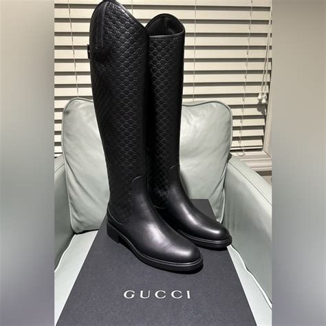 gucci riding boots black|Gucci Maud Leather Guccissima Riding Boot, Black.